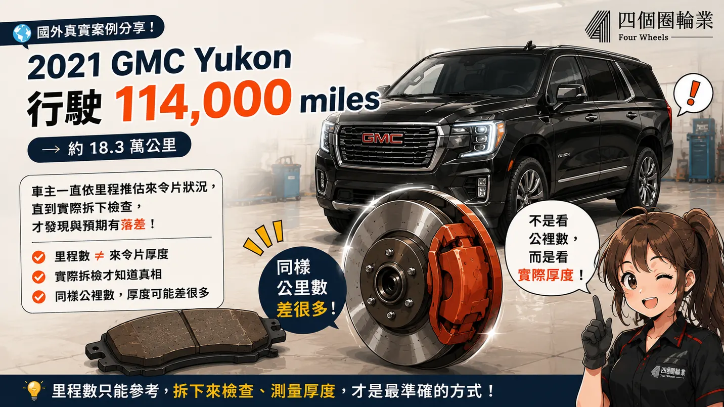 2021 GMC Yukon 里程與來令片厚度案例