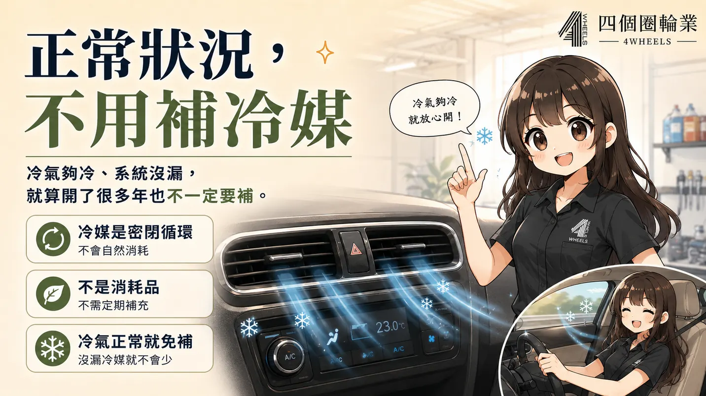 正常狀況不用補冷媒