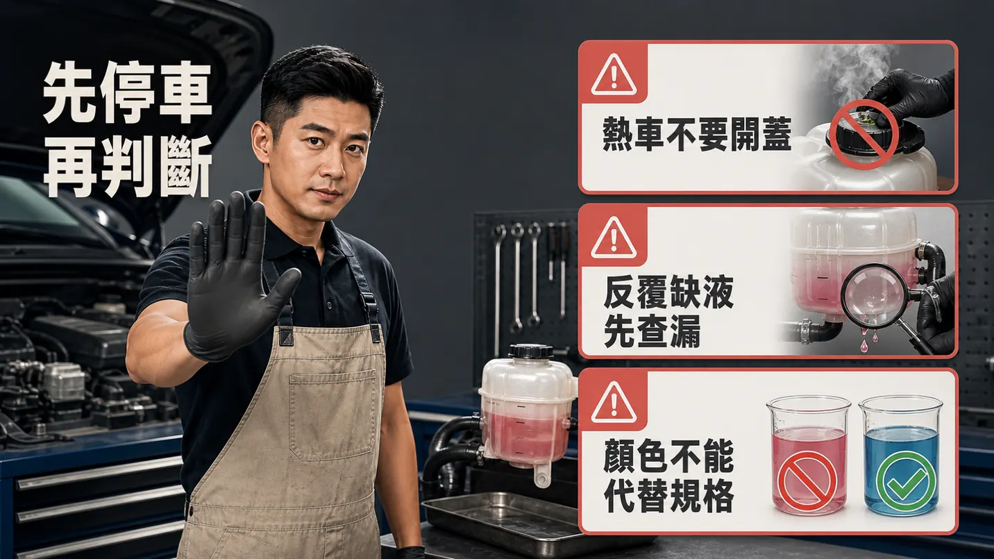 熱車別開蓋，反覆缺液要先找漏點