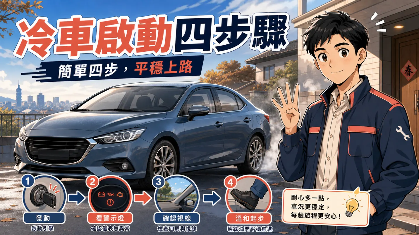 發動、確認警示燈、溫和起步，是日常冷車流程的核心