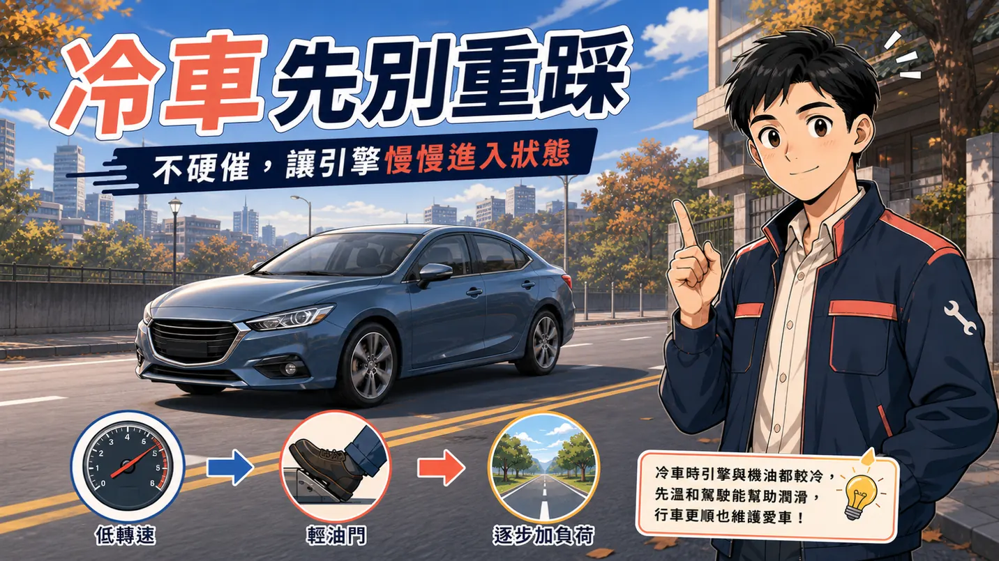 冷車初段避免高轉速、重踩油門與高負荷