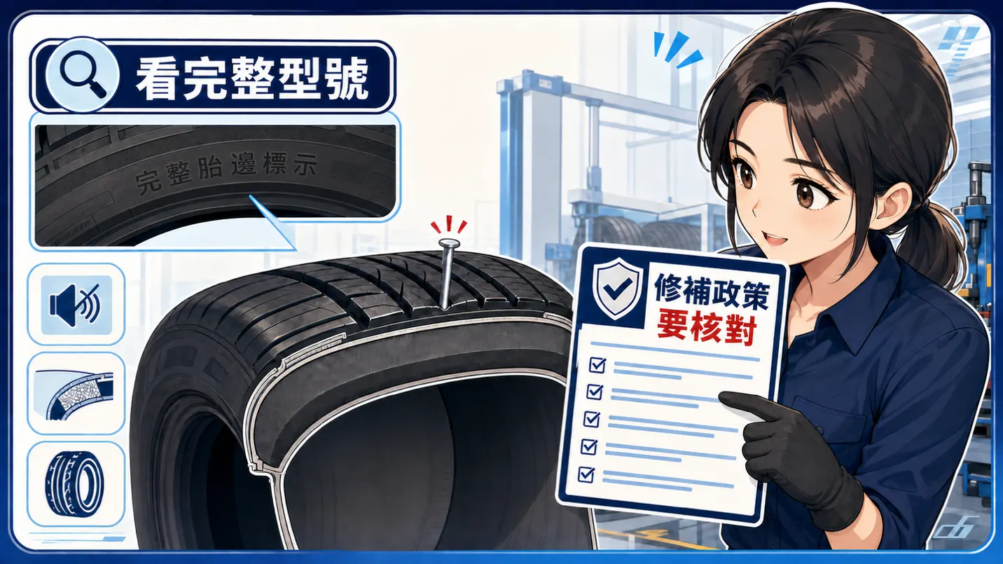 拍下胎面、胎邊與完整胎邊標示供判斷