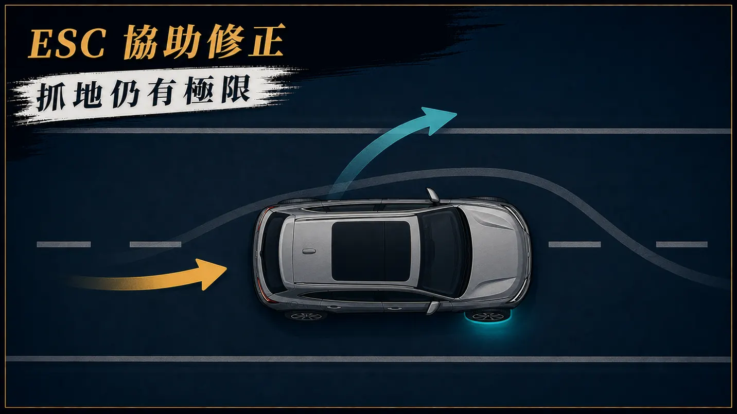 ESC 協助修正車身動態示意