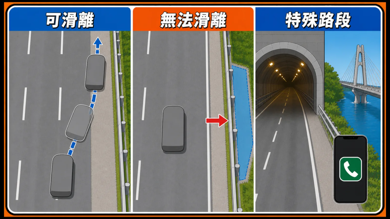可滑離｜無法滑離｜特殊路段