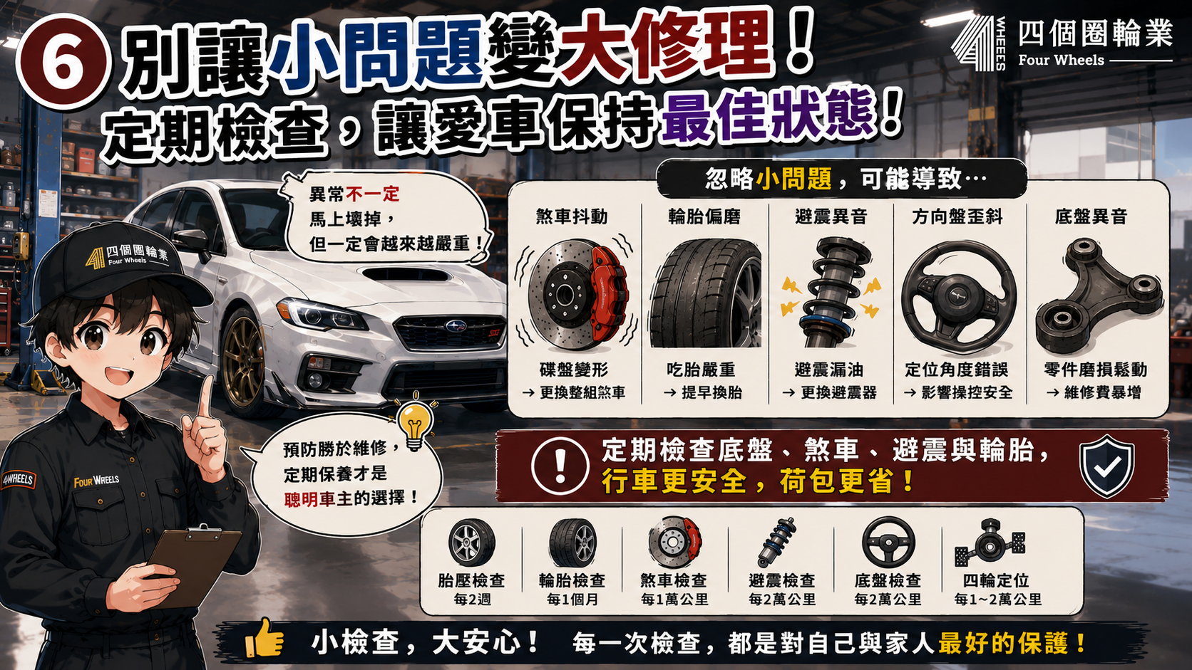 底盤與輪胎定期檢查提醒圖卡