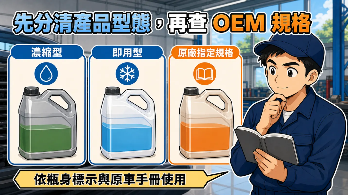 濃縮型、即用型與原廠指定規格的使用條件比較