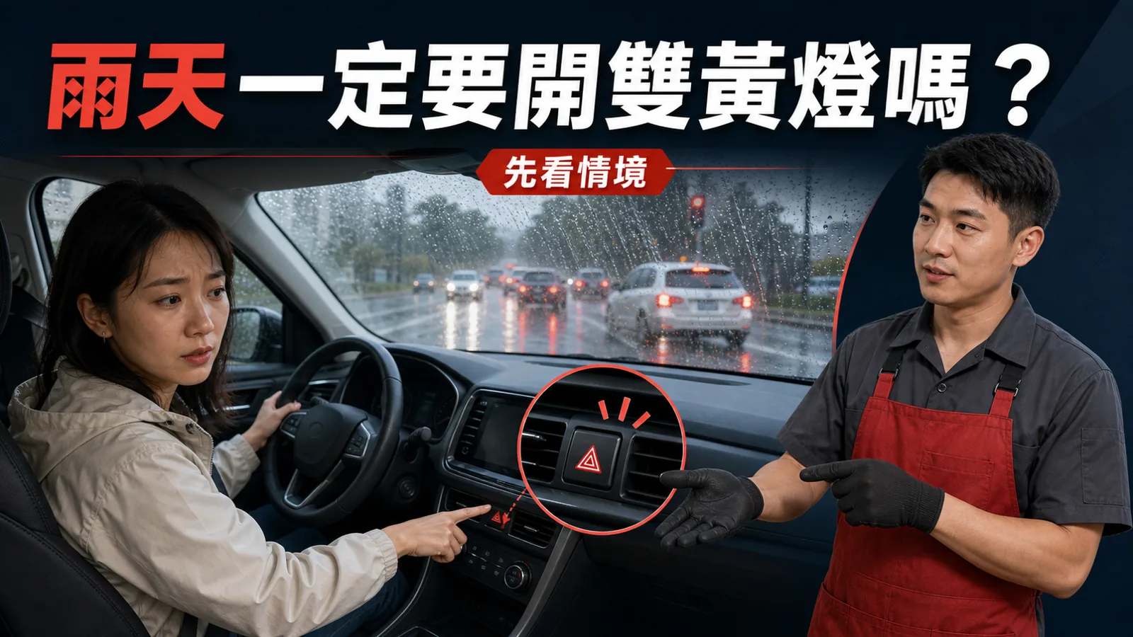 雨天開雙黃燈真的比較安全嗎？一般降雨先開頭燈，警示燈留給需要示警的情境