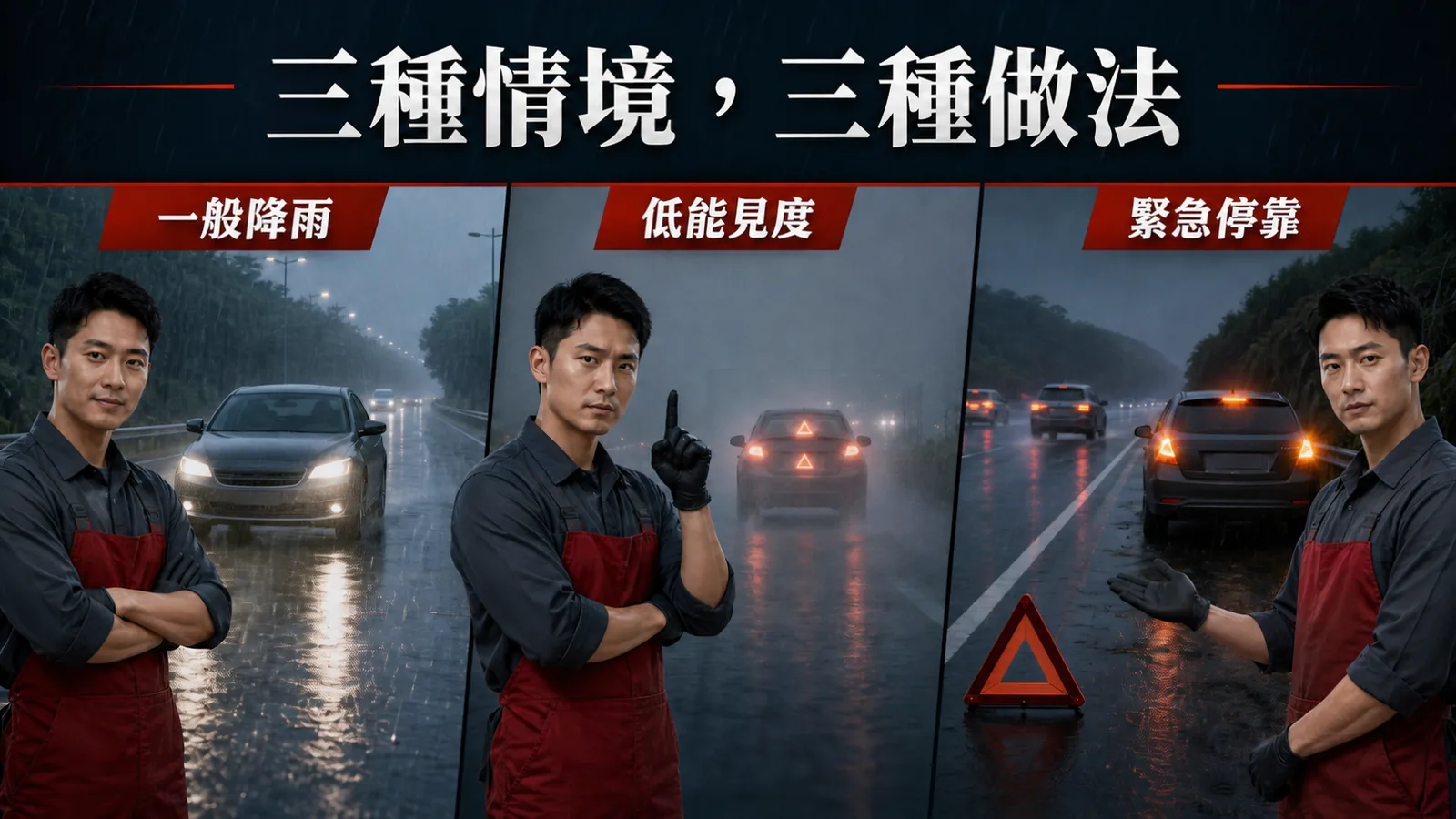 雙黃燈是示警，不是一般雨天的常駐燈號
