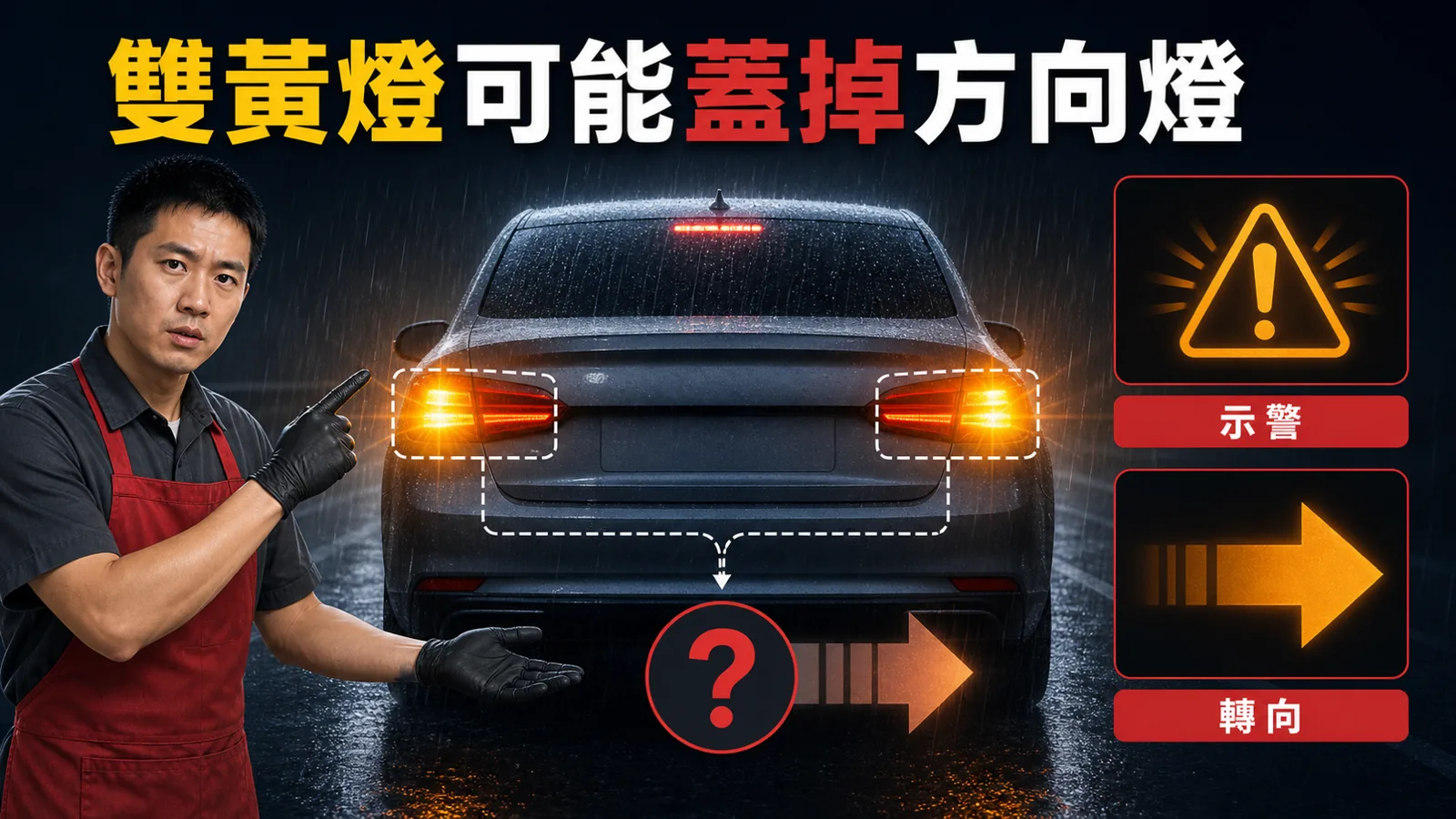 五種雨天情境的燈號與動作選擇