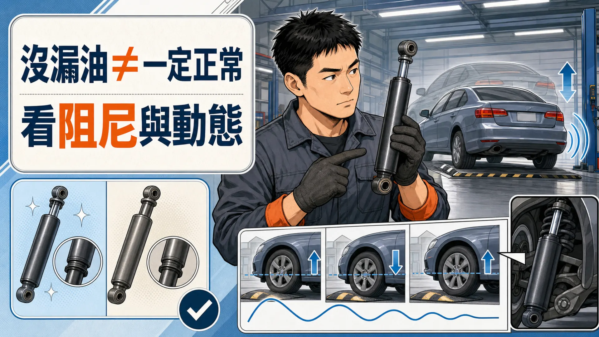 避震器沒漏油代表沒壞嗎？從阻尼、車身動態與輪胎磨耗判斷