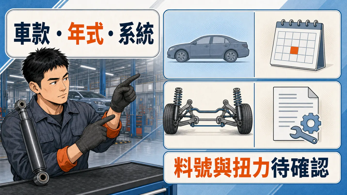 車款、系統、料號與扭力都要先核對