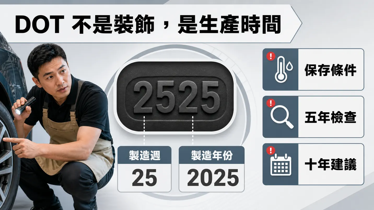 DOT 末四碼是週數與年份，位置可能只在單側胎壁。