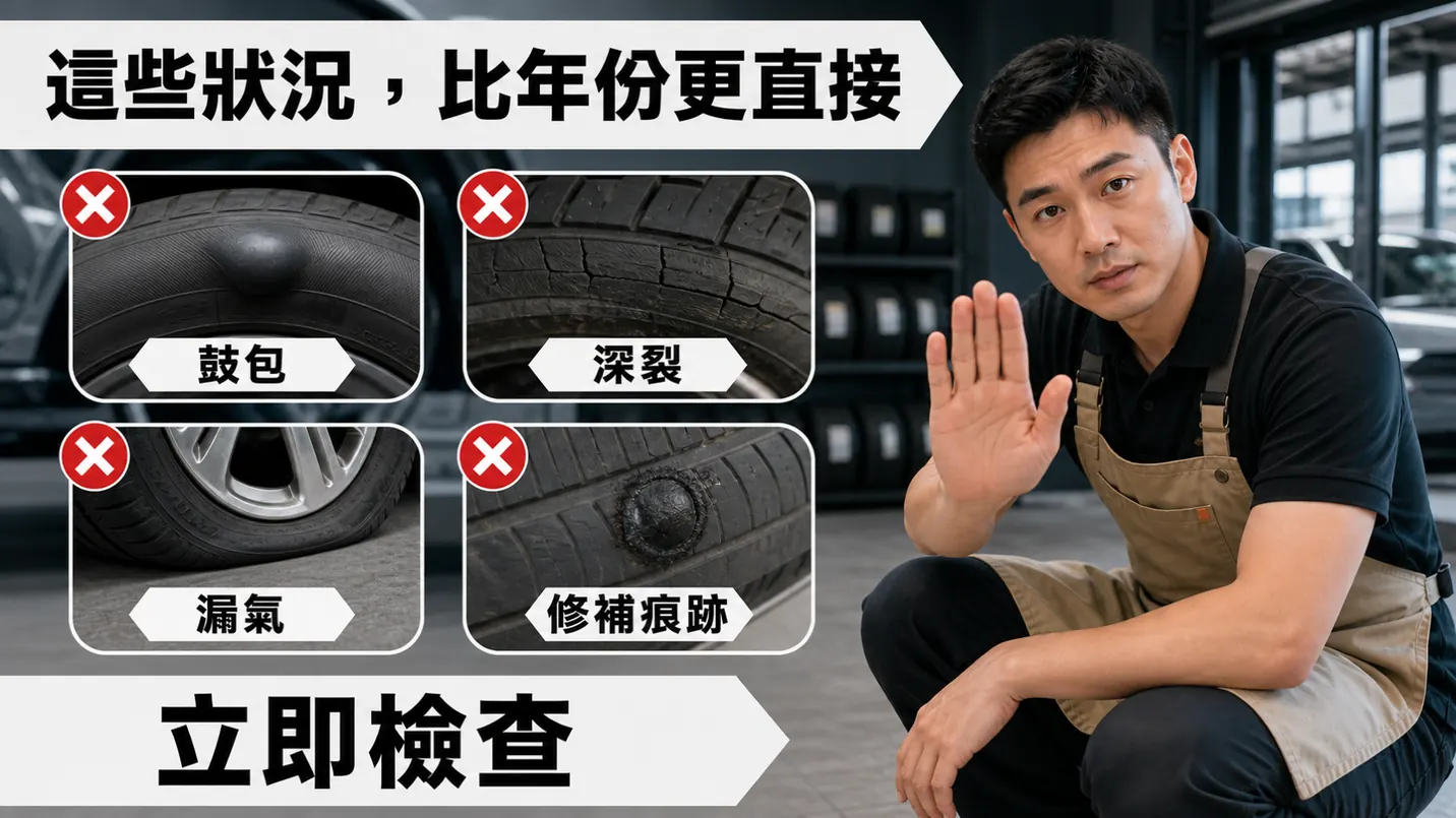 別只看年份，胎側裂紋、鼓包和漏氣更重要。